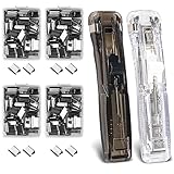 NTGRTY Hefter 2 Stück Push Clip Hefter Reusable Creative Stapler Mini Push Hefter mit 200 Stück Wiederverwendbare Heftklammern Klammernspender für Büro Home Schulbedarf