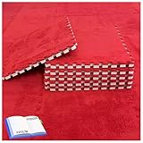 Ineinandergreifende Plüschteppichfliesen Mit Rand,Weiche Flauschige Spielmatte Bodenbelag Kletterteppich,Teppichquadrate,Puzzleschaummatte Für Das Spielzimmer Zu H(Size:24x24x0.4inch,Color:Rot)
