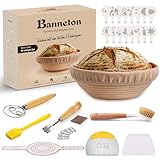 Kixiyou 10-teilig Gärkorb Brot Set, 23 cm Gärkorb rund und Komplettset Backzubehör, Gärkörbchen für Brot brot backen Gärkorb rund Einsteigerset für Anfänger