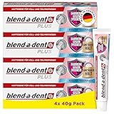 Blend-a-dent Plus Barriere Gegen Speisereste Haftcreme für Voll- & Teilprothesen, Made in Germany, Frischer Geschmack, 4x40g, Orange