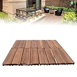 36 pcs WPC Terrassendielen, WPC Interlocking Decking Fliesen, Terrassenfliesen, Balkon Boden, WPC Fliesen, Balkon Bodenbelag Wtterfest, Holzfliesen, für Terrassen, Pools, Gärten, weiche Rasenflächen