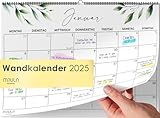 Kalender 2025 Wandkalender 2025 - Familienplaner Januar bis Dezember 2025 - Großer Monatskalender 2025 - Familienkalender 2025 mit Jahreskalender Planung - WC004_Greenery_25_D