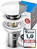 FEINER® Universal Waschbecken Ablaufgarnitur für Waschbecken & Waschtische aller Art, MIT und OHNE Überlauf, Stöpsel herausziehbar mit Haarfänger. GRATIS Ersatzdichtungen & Einbauanleitung