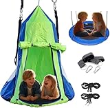 101,6 cm großes Hängezelt, Untertasse, Schaukel – 2-in-1 abnehmbares Hängesessel, Schaukel, Zelt-Set, Hängemattennest, Schaukel, Sitz für Jungen/Mädchen, Kinderspielhaus mit Zelt, maximale Kapazität