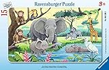 Ravensburger Kinderpuzzle - 06136 Tiere Afrikas - Rahmenpuzzle für Kinder ab 3 Jahren, mit 15 Teilen, Teal/Turquoise Green