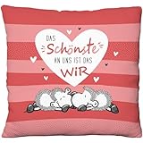 Sheepworld Plüschkissen mit Motiv Das Schönste | Zierkissen mit Wendemotiv, 25 cm x 25 cm, 100% Polyester | Geschenk, Valentinstag, Dekoartikel | 73791