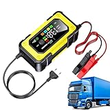 Batterieladegerät | 12V 7A Autobatterieladegerät | Farb LCD Display Luftkompressor Ladegerät für Auto Motorrad Boot Garage Outdoor