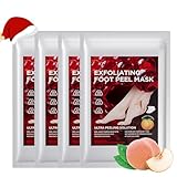 4 Paar Fußmaske - Hornhaut Socken, Fussmaske für Fußpflege, Hornhautentferner Socken, Extreme Hornhaut Entfernen Fußpeeling Mask, Fusspflege Anti Hornhaut Socken für Weihnachtsgeschenke (Pfirsich)