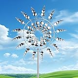 Einzigartige Metall Windmühle,Einzigartige und Magische Metall Windmühle, 3D Metall-Windmühle Windspinner Spinner Skulpturen Windfänger für Außenterrassen, Patio Rasen, Garten
