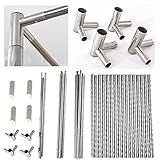 Moskitonetz-Rahmenhalterung aus Edelstahl für Betthimmel, langlebig, dicker Spiralmuster, Ständer mit Metall-T-Stück, passend für Einzel-/Doppel-/Kingsize-Bett, 4 Ecken, Bettpfostenunterstützung