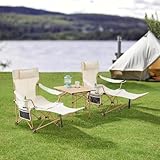 casa.pro Gartenmöbelset Bellante 3-TLG. Campingset 2 Stühle und Tisch faltbares Picknickset aus Textilgewebe Klappstühle mit 2 Becherhaltern und Fußstütze Beige