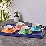 KARACA Golf Set mit 4 Kaffeetassen 90 ml Mochatassen-Espressotassen Set aus Porzellan, Robuste Mokkatasse, Dicker Trinkrand, Espressotassen, Porzellan