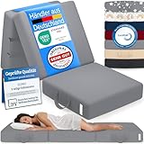 ELONEO Klappmatratze, Gästematratze, 3-teilige Faltmatratze, Schaumstoff extra dick (15cm), waschbar, Bandscheibenwürfel, klappbar, Faltbare Matratze, Erwachsene (Grau, 75 x 195 x 15 cm)