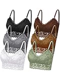 Geyoga 6er Pack Damen Spitzen BH Bralettes mit Blumenmuster Kabellose Ungepolsterte Cami Bustier Spitze BHS mit Trägern (as3, Alpha, x_l, Regular, Regular)