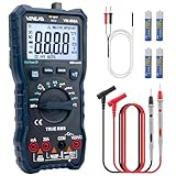 Multimeter mit 6000 Zählungen, True RMS Auto-Ranging Digital,VENLAB Strommessgerät Voltmeter, Misst genau Spannung Strom Widerstand Diode Durchgang, Mit LCD-Anzeige und faltbar Ständer.