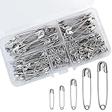 Sicherheitsnadeln 260 Stück 5 Größen NäHzubehöRstifte Aus Vernickeltem Stahl für Handwerk Pinning Säumen Dressmaking Nähen Sicherheitsnadel Set (260, Silber)