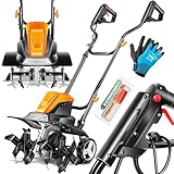 MASKO® elektrische Motorhacke 1500 Watt | 40cm Arbeitsbreite 20cm Arbeitstiefe | Bodenhacke | Ackerfräse Kultivator Gartenfräse | Elektro Hacke | klappbarer Handgriff | Metallgehäuse | Transporträder