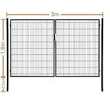 Doppelflügeltor Flügeltor Einfahrtstor Gartentpforte Doppeltor Hoftor Gartentor, Farbe:Anthrazit, Gartenpforte Breite:3x1.8m