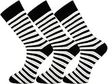 Mysocks Extra Feine Baumwolle, Nahtlose Zehenpartie, Gestreifte Socken 3 Paare Streifen weiß schwarz 41-46
