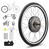 Viribus 26 Zoll E-Bike Umbausatz Pedelec Umbausatz Elektrofahrrad Hinterrad Umbausatz Kit Elektrofahrrad Conversion Kit Electric Bicycle Umbausatz (26' 36V/500W-Hinterrad mit LCD)