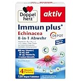 Doppelherz Immun plus Echinacea 8-in-1 Abwehr - Mit Vitamin C, Vitamin D und Zink als Beitrag zur normalen Funktion des Immunsystems - 120 Depot-Tabletten