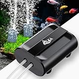 AQQA Aquarium Luftpumpe,Einstellbar Aquarium Sauerstoffpumpe mit 2 Luftauslässen,5W Ultra Leise Sauerstoffpumpe für Aquarium,Aquarium Luftpumpe mit komplett Zubehör,bis zu 800L
