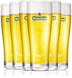 Heineken | Biergläser | 6-teiliges Set | Ellipse | 25 cl / 250 ml | Grünes Logo | Bier Gläser
