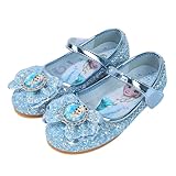 FStory&Winyee Mädchen Prinzessin Schuhe Kinder ELSA Sandalen Partei Glitzer Kristall Schuhe Mädchen Kostüm Zubehör Karneval Verkleidung Party Aufführung Fasching Tanzball, Blau, 27 EU
