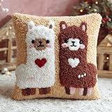 Taxpy Knüpfkissen-Set Alpaka-Weihnachten Teppich-Set Für Anfänger,Knüpfset Für Anfänger Erwachsene Oder Kinder 43 X 43 Cm