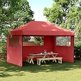 Mokuyary Partyzelt Faltbar Pop-Up mit 3 Seitenteilen Burgunderrot Stabil Zelt für Garten, Camping, Gartenpavillon mit 3 Seitenwänden