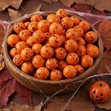 EinsSein 0,35kg Süßigkeiten Halloween Crispy Schokokugeln orange-schwarz | essbare Deko Süssigkeiten Candy Sweets | mini Kugeln für Gastgeschenke Mitgebsel | Tischdeko zum Essen