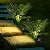 Hawofly Solar-Palmen-Lichter, künstliche Pflanzen für den Außenbereich mit LED-Lichtern, 8 Beleuchtungsmuster, Gartenwege, Landschaftslichter für Garten, Hof, Terrasse, Rasen, Outdoor-Dekoration