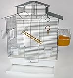 Vogelkäfig,Wellensittichkäfig,Exotenkäfig,60 cm Vogelkäfig Vogelbauer Wellensittich Kanarien Voliere Vogelhaus Käfig IZA 2 II weiß