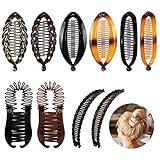 Fumanduo 10 Stück Bananen Clips Vintage Fisch Halter Kämmen Bananen Haarspangen Pferdeschwanz Halter Drahtreifen Kämme Fischform Griffe Haarspange Lange Bananenspange Damen (5 Stile)