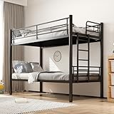 MOHQZA Etagenbett 90x200 - Bunk Bed mit Treppe und Rausfallschutz - Stockbett Metall mit Lattenrost - Umbaubar zu 2 Einzelbetten - Hochbett für Kinder Jugendliche und Erwachsene (Schwarz)