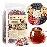 Jgfwat 25 Beutel Ginseng Six Treasure Tea,Kidney Detox Tee, Ginseng Rote Dattel Natürlichen Chinesischen Kräutertee,raditional Chinese Herbs for Men & Women(250 g/10 g x 25 Beutel)