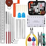 FGXY 28 Stück Gitarren Pflege Set, Gitarren Pflege Wartung Zubehör Set mit Tragbare Tasche Saiten Organizer Schraubwerkzeuge Guitar Tool Kit für Gitarre Ukulele Bass Mandoline