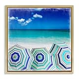 Stupell Industries Charlie Carter Leinwandbild, Motiv Drei Strandschirme, gerahmt, 63,5 x 63,5 cm, goldfarben