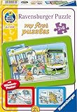 Ravensburger 12004039 Kinderpuzzle-12004039 Unterwegs mit Bus, Bahn und Flugzeug-My First Puzzle mit 3x6 Teilen und mit Wieso Weshalb Warum Wissensposter, für Kinder ab 2,5 Jahren