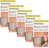 tetesept Biotin 2000 + Kieselerde – 5 x 30 Tabletten – Nahrungsergänzungsmittel mit Zink für Haut, Haare & Nägel