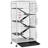 Yahee Nagervoliere Käfig für Erwachsene Ratten Kaninchen Frettchen Chinchillas 64 x 43,7 x 131,2 cm Weiß