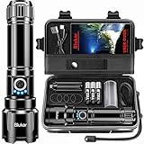Blukar Taschenlampe LED Aufladbar, Extrem Hell Hohe Helligkeit Zoombar Taschenlampen Starke mit 5 Lichtmodi, IP67 Wasserdichte Flashlight Torch für Camping, Wandern, Outdoor, Angeln, Notfäll
