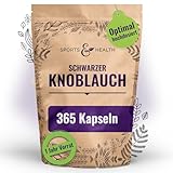 Schwarzer Knoblauch Kapseln hochdosiert 8250 mg Aus 15:1 Extrakt - 365 Kapseln - Black Garlic Capsules - Vegan & Ohne Zusätze - Schwarzer Knoblauchknollen Extrakt, Knoblauchkapseln, Knoblauch-Extrakt
