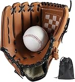 LeapBeast Rechte Hand Baseball Handschuhe, Softball Handschuhe mit 1 Ball, Erwachsenen Baseball Training Wettbewerb Handschuh Verdicken Dauerhaft Softballhandschuhe (Braun, 11.5)