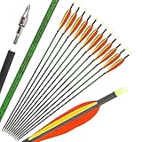 Poearcus Bogenschießen Pure Carbon Pfeil 31,5 Zoll Jagdpfeil 300-800 Spine Zielübungs-Pfeil für Compoundbogen, Recurvebogen, Langbogen 12pcs (2 orange 1 gelb, 300 Spine)