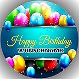 Fondant Tortenaufleger Tortenbild Geburtstag kompatibel mit Happy Birthday personalisiert K1