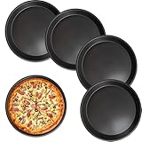 CUEMOON Pizzablech 4er-Set, Pizzaform Rund Ø16cm Pizzablech Carbonstahl Tarteform Antihaftbeschichtet Pizzabackbleche für Pizza, Flammkuchen, Kuchen