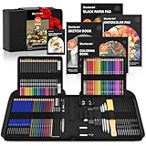 Shuttle Art Zeichenset, 116 teiliges Malset, Künstler Set, mit Buntstifte, Zeichenstifte, Aquarellstifte und Graphitstifte in einem Federmäppchen, für Kinder, Erwachsene zum Zeichnen geeignet