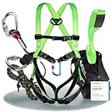FLG Safetytec Fallschutz Komplettset - 2-Punkt Auffanggurt mit 10m Verbindungsmittel und 2m Bandschlinge für maximale Sicherheit bei Höhenarbeiten gem. EN353 / 361/795