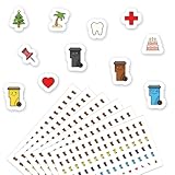 MEJOSER 504 Stück Mülltonnen Aufkleber Kalender 2025 2026 Selbstklebend Sticker für Wandkalender Jahreskalender Mülltrennung Geburtstag Urlaub Arzt Müllabfuhr Abfuhrkalender